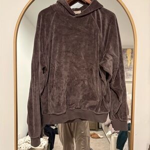 Fear of God Essentials Velour Brown Hoodie
